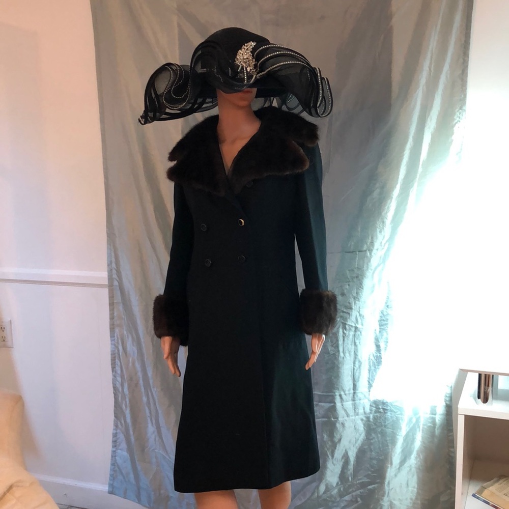 Mink and wool long jacket